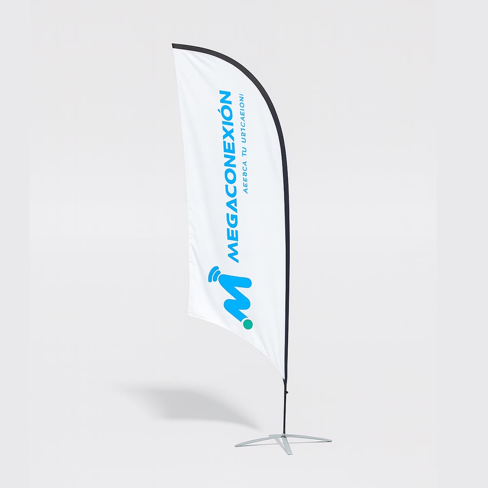 Bandera gota publicitaria con base cruz